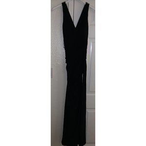 LAUNDRY BY SHELLI SEGAL BLACK LINED LONG Cocktail DRESS SIZE 4 TIES AT NECK